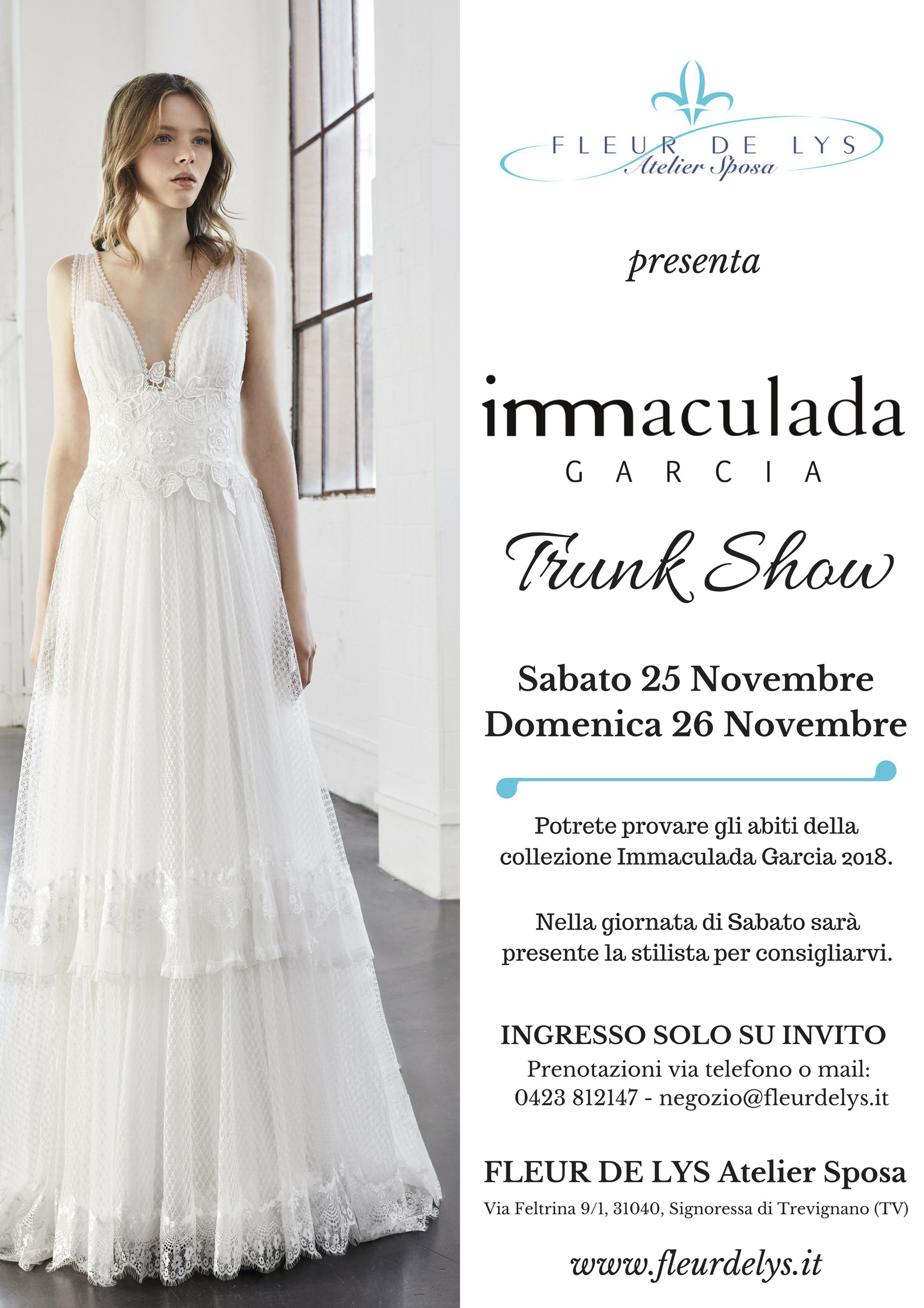 Trunk show con la stilista Inmaculada Garcia - Fleur de Lys Atelier Sposa Treviso